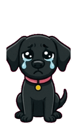 Sad Black Dog Sticker