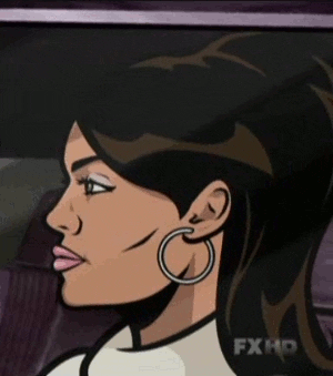 Cartoon gif. Lana Kane from Archer is in a car and we see the profile of her face. She looks sarcastic as she tilts her head back, giving us an exaggerated, "Yuuuuup."
