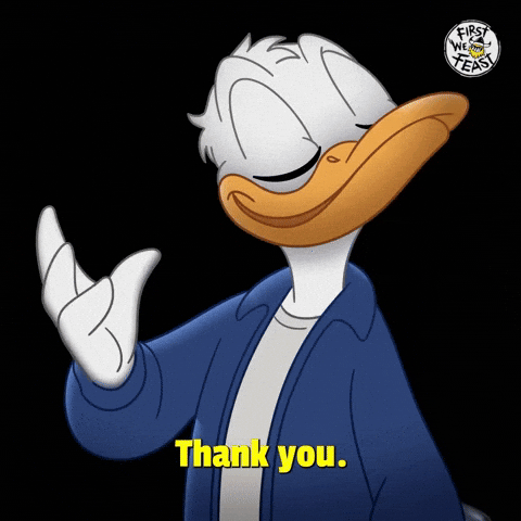 Giphy - Donald Duck Thank You GIF by First We Feast