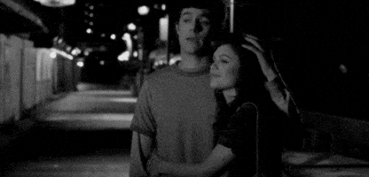 black and white kiss GIF