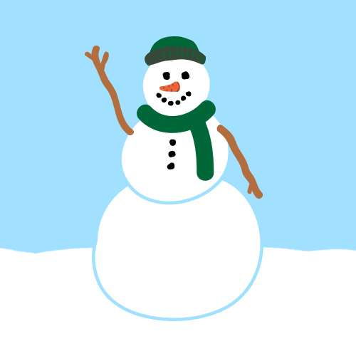 Snowman waving at Santa