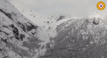 Damage Seen From Rescue Helicopter After Avalanche Hits Italian Ski Resort