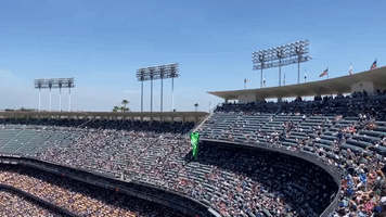 Abortion-Rights Protesters Release Banner During Game at Dodgers Stadium