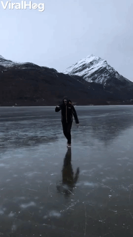 Guy Fails to Do a Cool Slide on the Ice