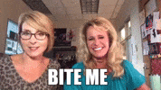 Chicksonright bite me chicks on the right mock and daisy GIF