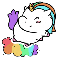 rainbow flying Sticker by Aminal Stickers