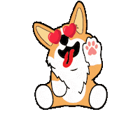 petiquepets corgi petique cute dog jump heart eyes corgi Sticker