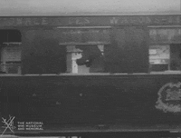 NationalWWIMuseum black and white goodbye train military GIF