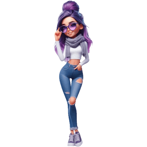 Girl Purple Hair Sticker
