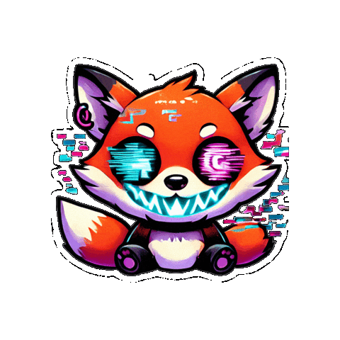 Glitch Fox Sticker by Preneura