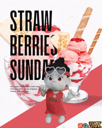 Strawberry Sundae GIF by Zhotcita