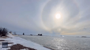 Sun Halo Hovers Over Minnesota Lighthouse