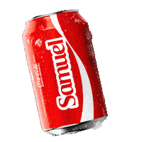 Sponsored gif. A red can of Coca-Cola with the name "Samuel" printed on it tilts back and forth. 