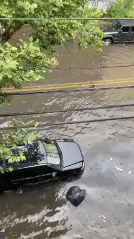 Newark Streets Heavily Flooded Following Thunderstorms