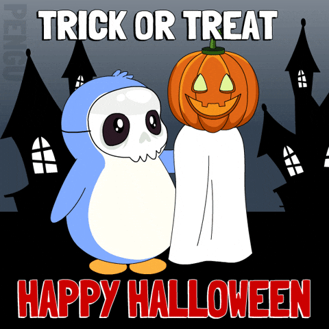Scared Trick Or Treat GIF by Pudgy Penguins