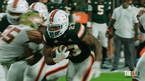 Ncaa Football Celebration GIF by Miami Hurricanes