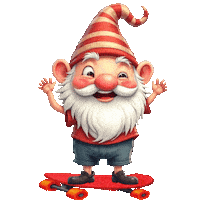 Skateboarding Cute Gnome Sticker