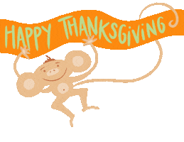 Monkey Thanksgiving Sticker by OneSquigglyLine