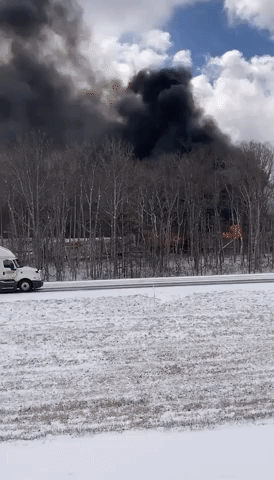 Smoke Billows Following I-81 Pileup in Pennsylvania