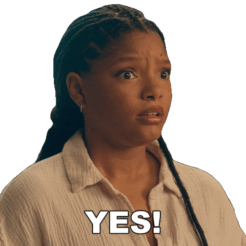 youmetuscany giphyupload yes shocked halle bailey Sticker