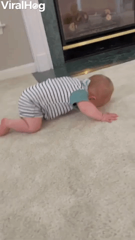 Baby Crawls Face First Across the Floor