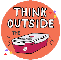 Think Outside The Box Orange Sticker by barePack.co