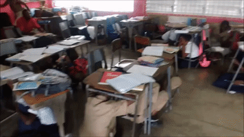 School Children Shelter Under Desks as Earthquake Hits Off Jamaica's Coast