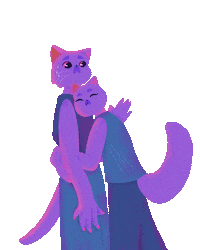Cat Hug Sticker by Poupoutte
