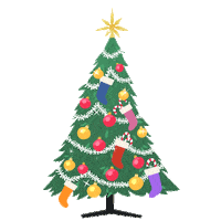 Sparkling Christmas Tree Sticker by Kitty Is Not A Cat