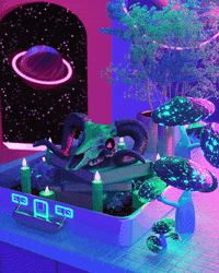 saidamagic psychedelic magic neon skull GIF