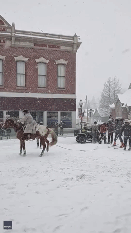 Horse Tows Man on Skis