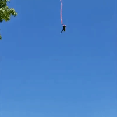 First-Time Bungee Jumper Gives Friend Something to