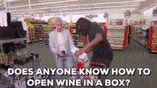ellen degeneres does anyone know how to open wine in a box GIF by Obama