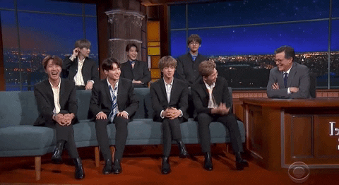 colbertlateshow giphyupload bts late show the late show with stephen colbert GIF
