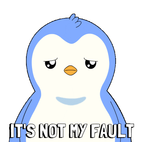 Dont Blame Me What Did I Do Sticker by Pudgy Penguins