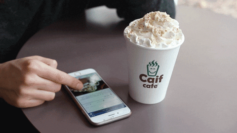 SocialusMarketingas giphyupload coffee phone apple GIF