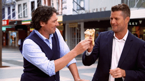 ice cream cheers GIF by My Kitchen Rules