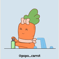 popo_carrot morning makeup bathroom vegetables GIF