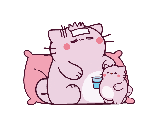 Sick Cat Sticker by Pembe