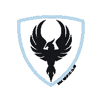 RiseAquaticClub phoenix rise shield black and blue Sticker