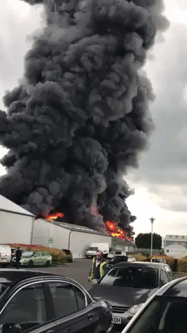 Fire Breaks Out at Sywell Aerodrome Business Park in Northamptonshire