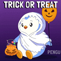 Scared Trick Or Treat GIF by Pudgy Penguins