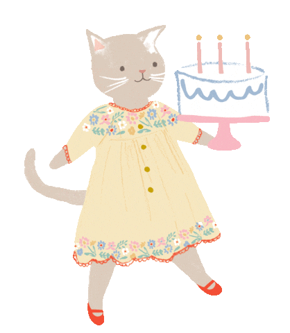 Birthday Cake Cat Sticker by Meri Meri