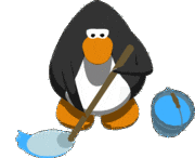 Penguin Cleaning Sticker