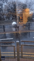 Giant Ornamental Silver Ball Rolls Down Irish Street During Storm Barra