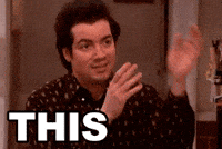 Celebrity gif. Kevin Corrigan has both hands up in the air and looks up while shaking his hands. Text, "This!"