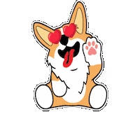 petiquepets corgi cute dog petique cute dog jump Sticker