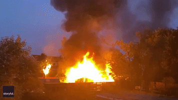 'Whoa!' Explosion Shocks Onlooker as Building Burns in Cheshire