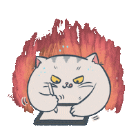 konjoneko cute cat 努力 畫畫 darwing Sticker