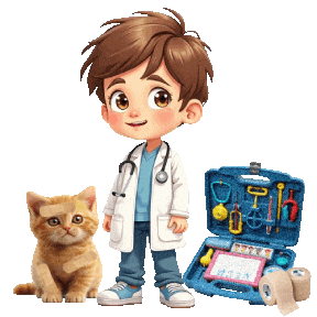 Boys Girls Sick Kitten Sticker